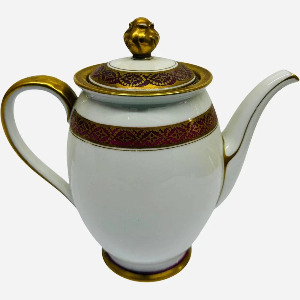 PMR Bavaria Germany Tea Set Purple Gold Gilt Teapot Creamer Cups Vintage Good